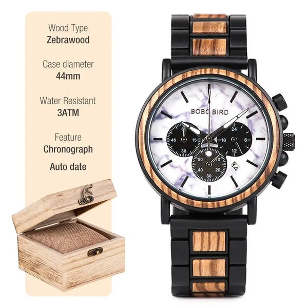 Montre cadran bois-Tempora -Â cadran blanc