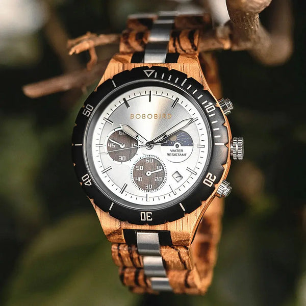 Montre en bambou - Noxwood -Â tour de cadran type rolex et bracelet bois