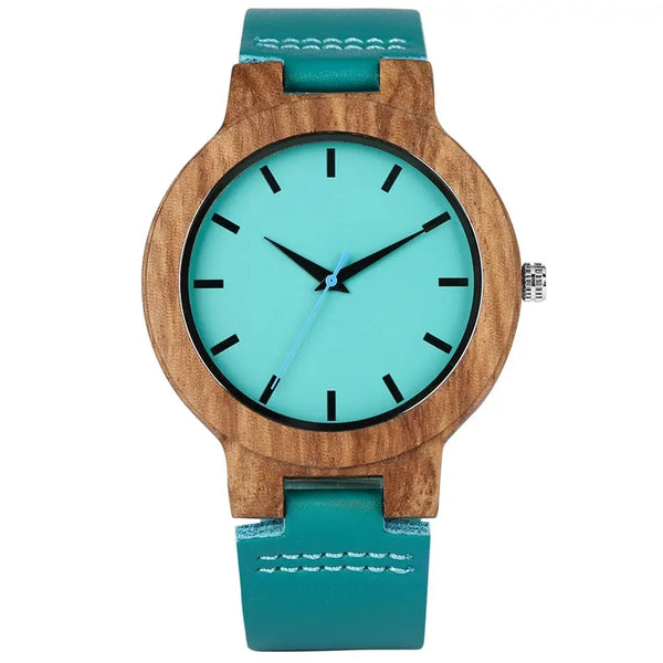 Montre en bois pour femme -turquoise homme