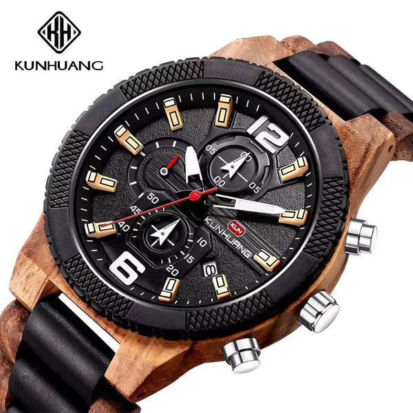 Montres en bois pour hommes montre en bois multi-fonction lumineuse de luxe montre rétro à Quartz pour hommes montres de Sport de mode Relogio Bobobird-Paris