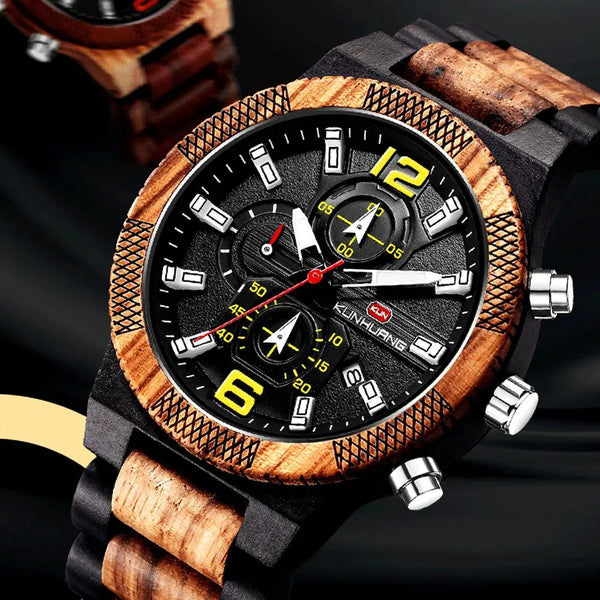 Montres en bois pour hommes montre en bois multi-fonction lumineuse de luxe montre rétro à Quartz pour hommes montres de Sport de mode Relogio Bobobird-Paris