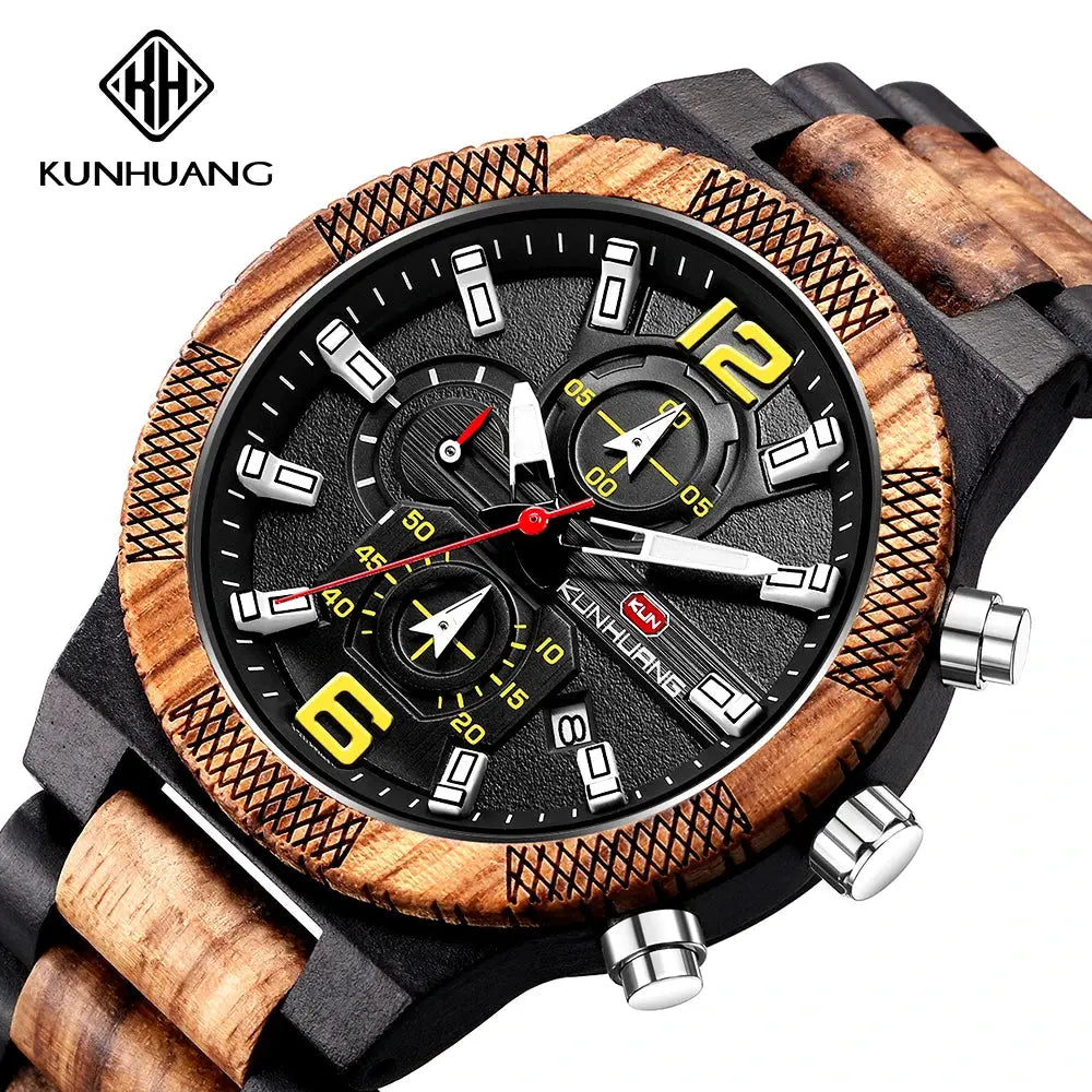 Montres en bois pour hommes montre en bois multi-fonction lumineuse de luxe montre rétro à Quartz pour hommes montres de Sport de mode Relogio Bobobird-Paris