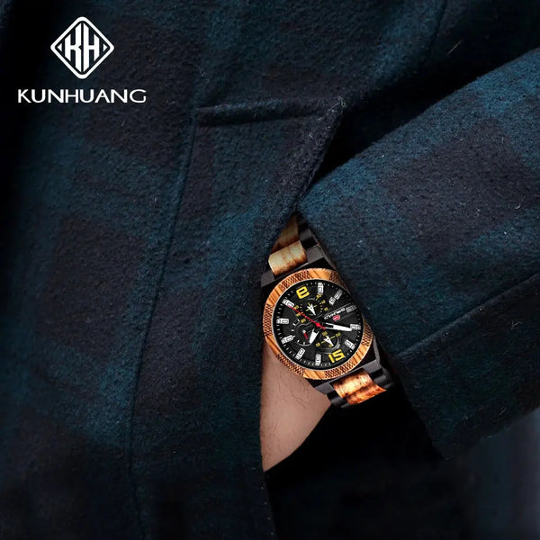 Montres en bois pour hommes montre en bois multi-fonction lumineuse de luxe montre rétro à Quartz pour hommes montres de Sport de mode Relogio Bobobird-Paris