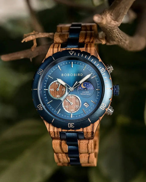 Montre automatique bois-Lignum - bleu type rolex