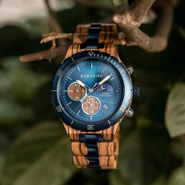 Montre automatique bois-Lignum - bleu type rolex
