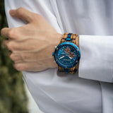 Montre automatique bois-Lignum - cadran bleu