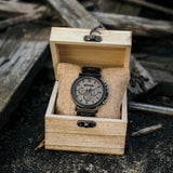 Montre automatique bois-Lignum - foncé avec boite en bois