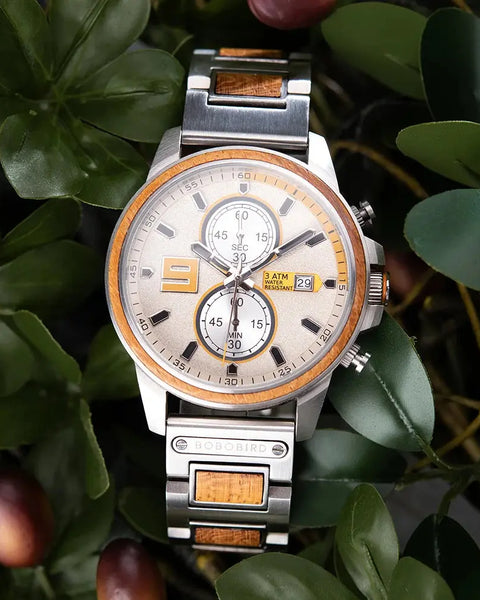 Montre bois automatique-Arborea - cadran blanc et bois
