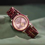 Montre bois femme bracelet rouge