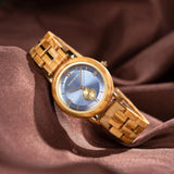 Montre bois femme cadran bleu clair