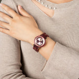 Montre bois femme cadran rose
