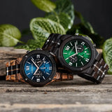 Montre bracelet bois-Sylvéo - bleu et vert