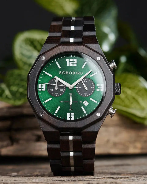Montre bracelet bois-Sylvéo - bracelet noir