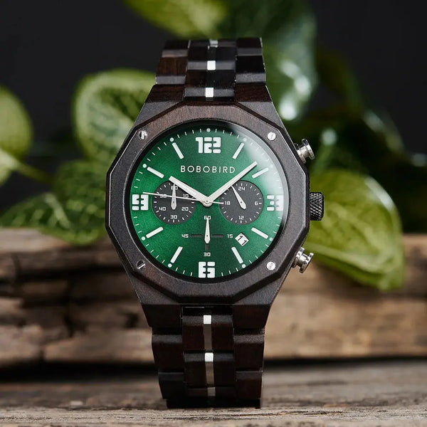 Montre bracelet bois-Sylvéo - bracelet noir