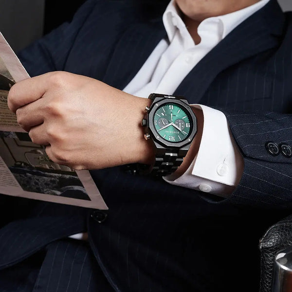 Montre bracelet bois-Sylvéo - noir et vert