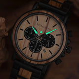 Montre cadran bois-Tempora - aiguilles luminescentes