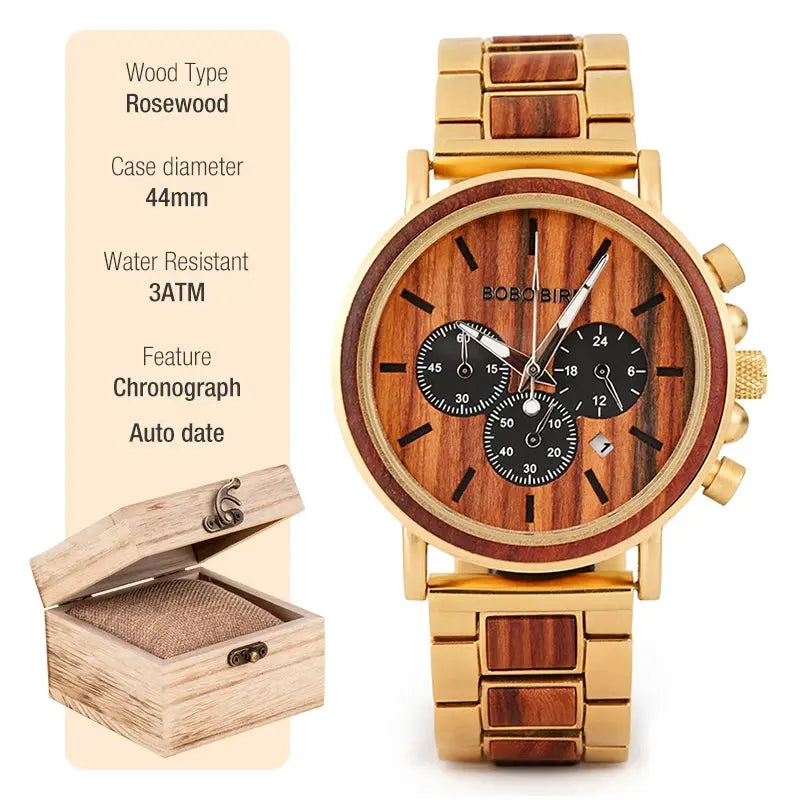 Montre cadran bois-Tempora - cadran orangé