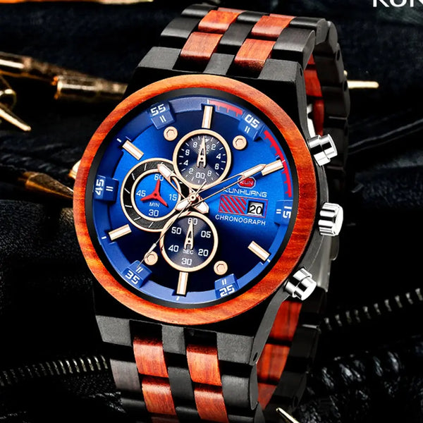 Montre en Bois-Virelian - bois cadran bleu