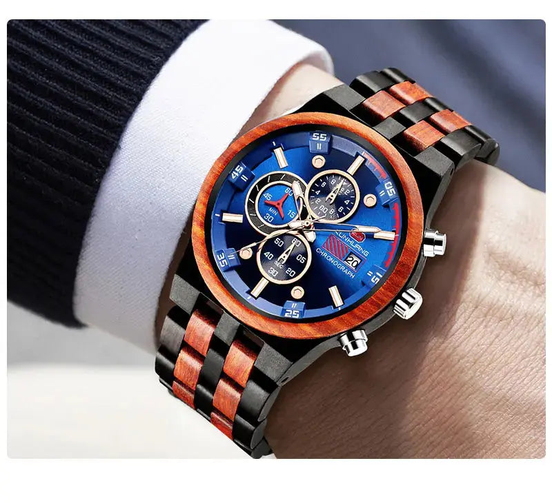 Montre en Bois-Virelian - bois noir et bleu