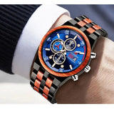 Montre en Bois-Virelian - bois noir et bleu