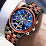 Montre en Bois-Virelian - cadran bleu