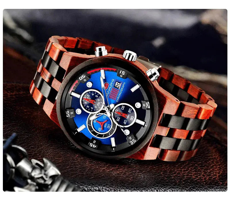 Montre en Bois-Virelian - noir et bleu