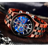 Montre en Bois-Virelian - noir et bleu