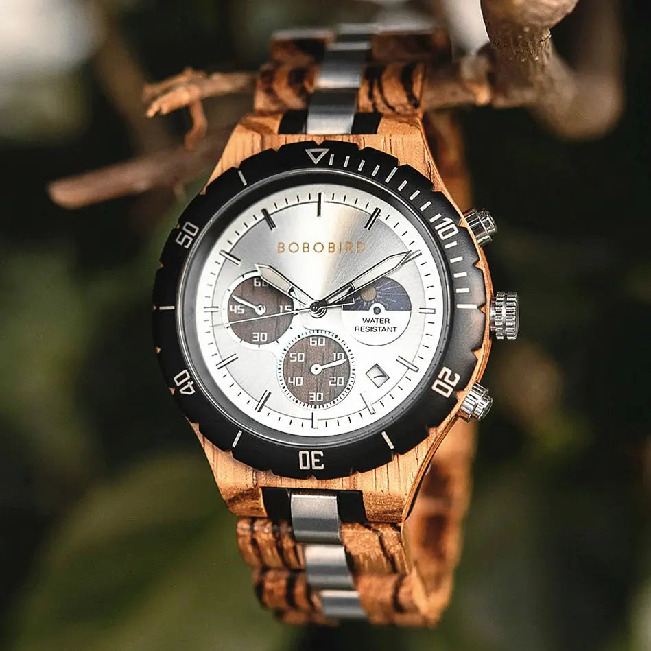 Montre en bambou - Noxwood - cadran blanc