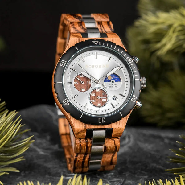 Montre en bambou - Noxwood - cadran blanc et bracelet bois
