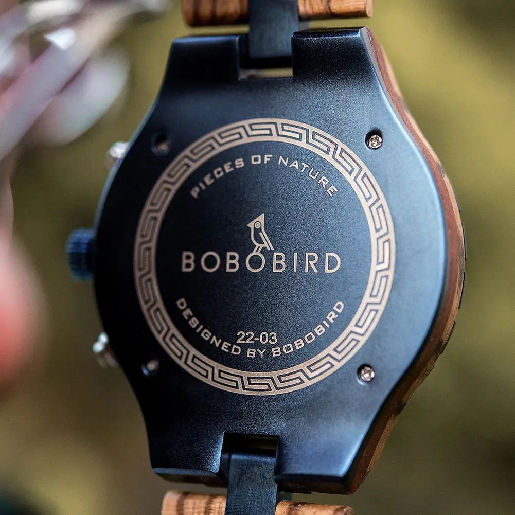 Montre en bambou - Noxwood - cadran bleu et bracelet bois