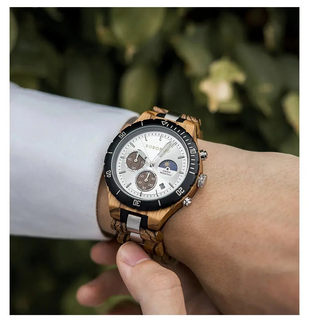 Montre en bambou - Noxwood - tour de cadran noir type rolex