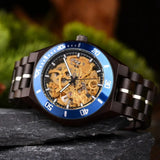 Montre en bois automatique-Boésia - bleu
