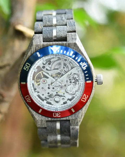 Montre en bois automatique-Boésia - gris cadran type rolex