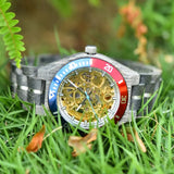Montre en bois automatique-Boésia - gris cadran type rolex rouge