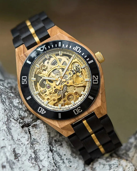 Montre en bois automatique-Boésia - noir