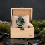 Montre en bois automatique pour homme-Aurelius - cadran vert et bois
