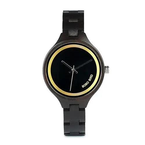 Montre en bois femme - bois noir cadran noir