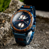 Montre en bois haut de gamme-Oroska - bois et bleu
