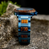 Montre en bois haut de gamme-Oroska - bracelet bleu