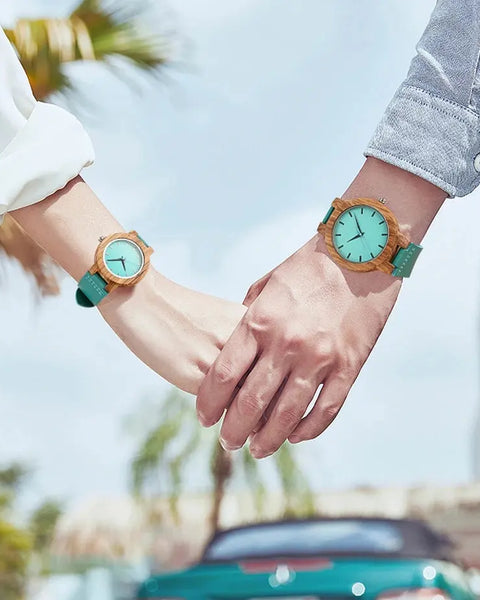 Montre en bois pour femme - couple
