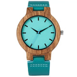 Montre en bois pour femme -turquoise  homme