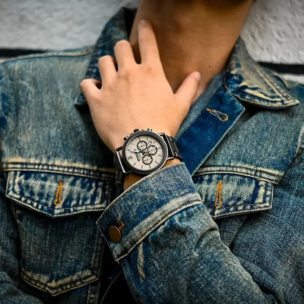 Montre en bois pour homme-Dendros - cadran blanc