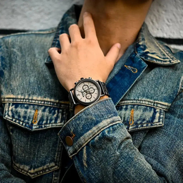 Montre en bois pour homme-Dendros - cadran blanc