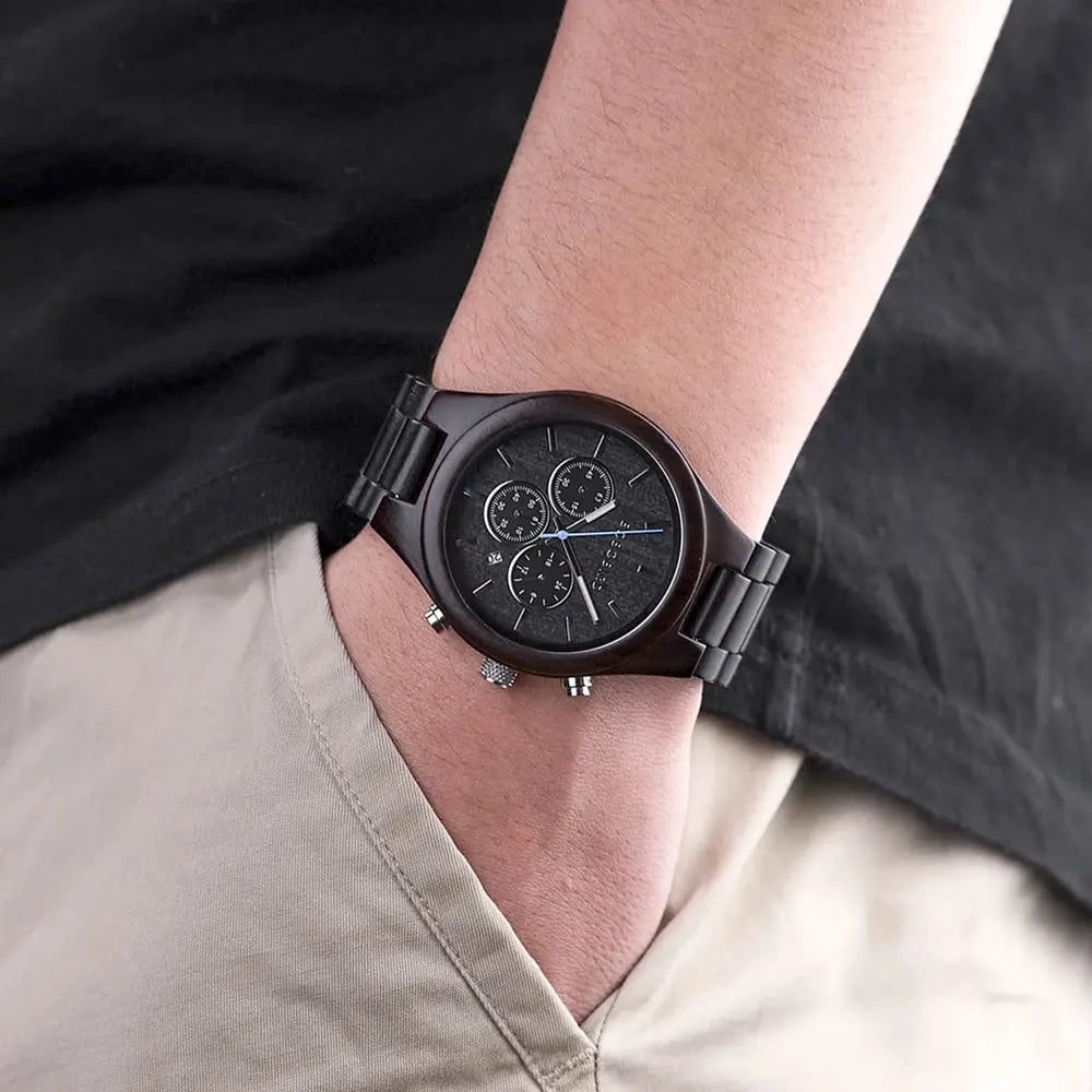 Montre en bois pour homme-Dendros - foncé