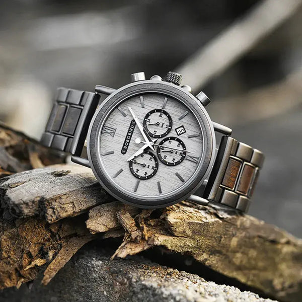 Montre en bois pour homme-Dendros - gris