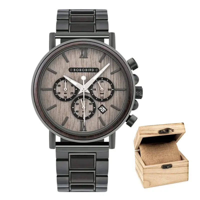 Montre en bois pour homme-Dendros - gris cadran gris