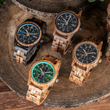 Montre en bois pour hommes BOBO BIRD chronographe montre-bracelet avec aiguilles lumineuses montres en bois cadeau d'anniversaire pour lui Bobobird-Paris