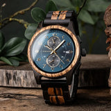 Montre en bois pour hommes BOBO BIRD chronographe montre-bracelet avec aiguilles lumineuses montres en bois cadeau d'anniversaire pour lui Bobobird-Paris