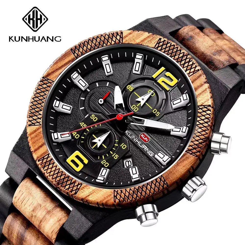 Montres en bois pour hommes montre en bois multi-fonction lumineuse de luxe montre rétro à Quartz pour hommes montres de Sport de mode Relogio Bobobird-Paris