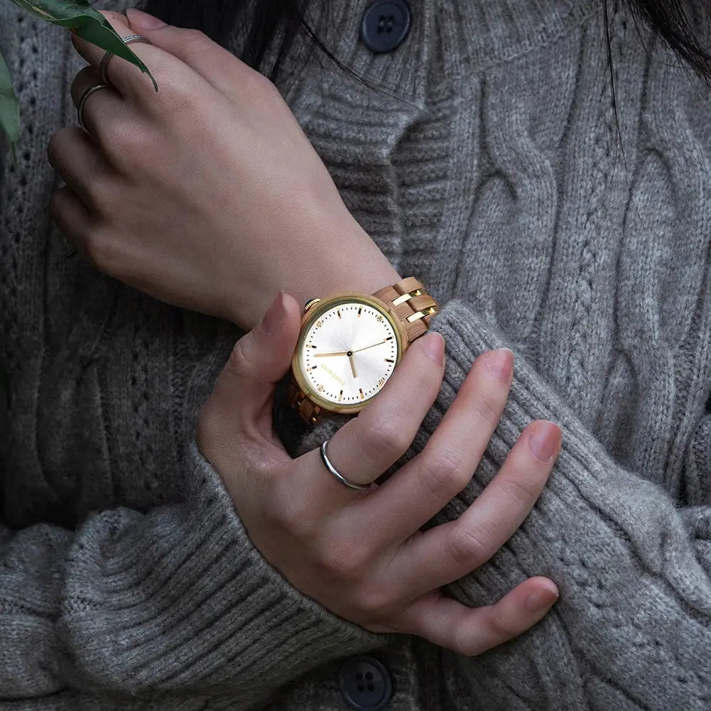BOBO BIRD-Montre-bracelet en bois pour femme, mouvement à quartz japonais, montre-bracelet tendance pour les travailleurs, grande boîte cadeau, livraison directe Bobobird-Paris